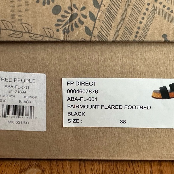FREE PEOPLE NIB Fairmount Flared Sandals Black US 7.5 / EU 38. Boho Beachy Comfy - Picture 6 of 15